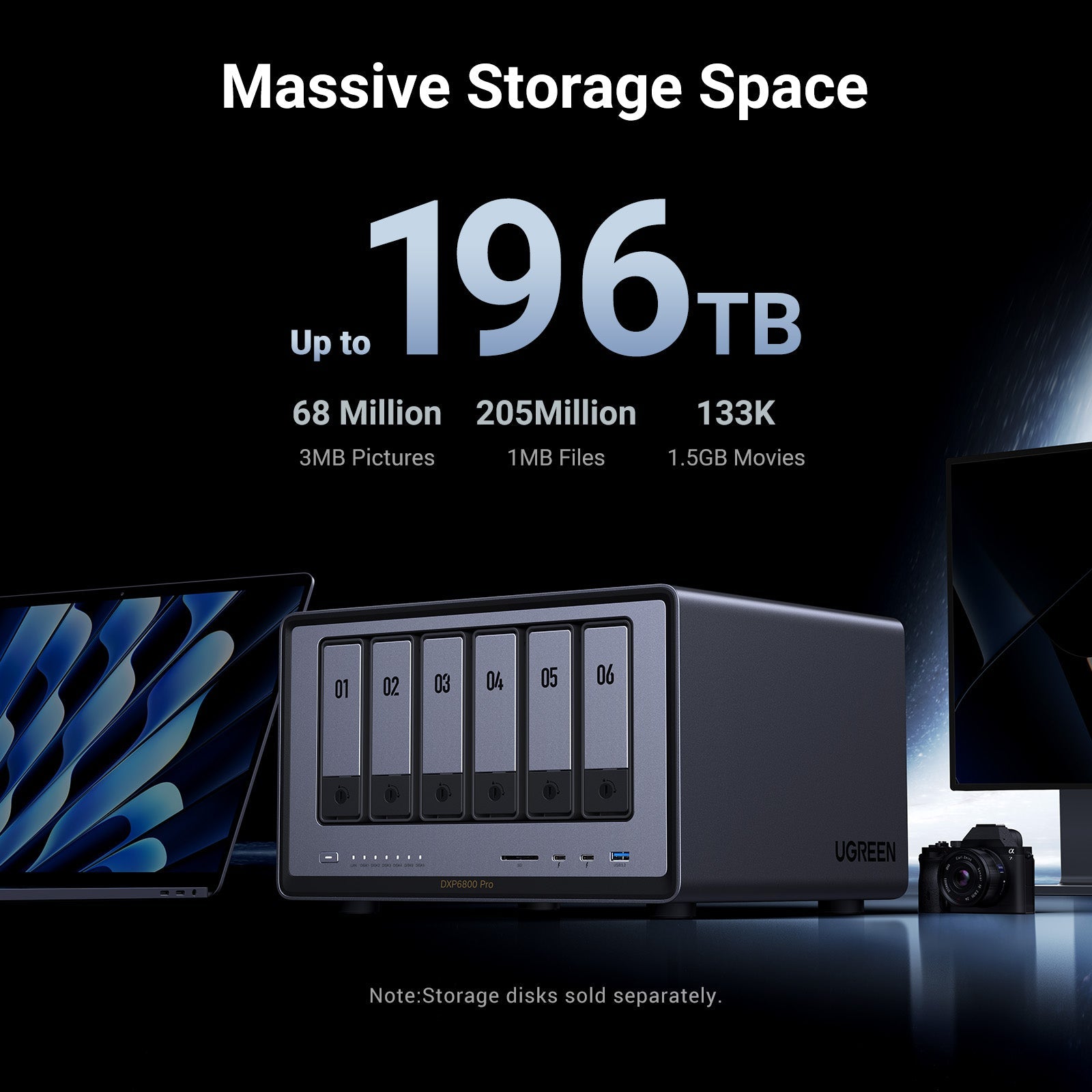 UGREEN 6 Bay NAS Server | 196TB Storage & 10GbE Ports